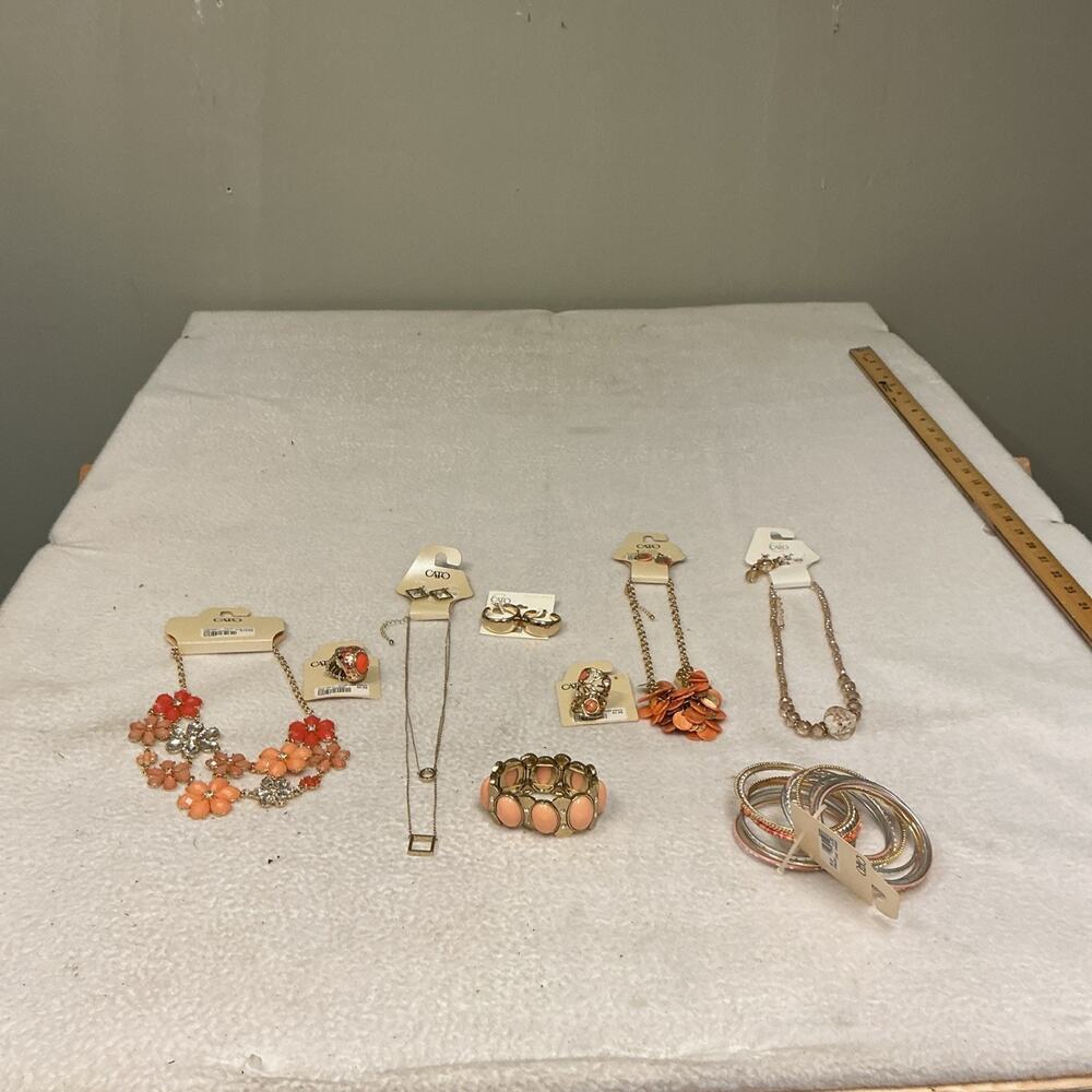 Pink Stone And Bead Gold Mixed Jewelry Lot NWT 3492